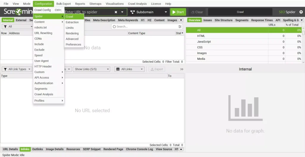 Auditing an XML Sitemap in screaming frog