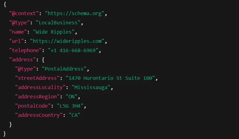local business schema code