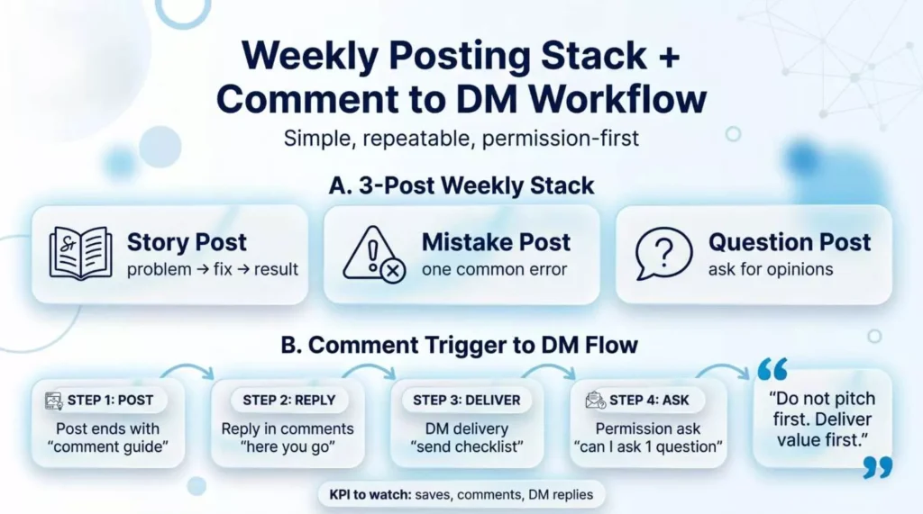 linkedin weekly posting stack