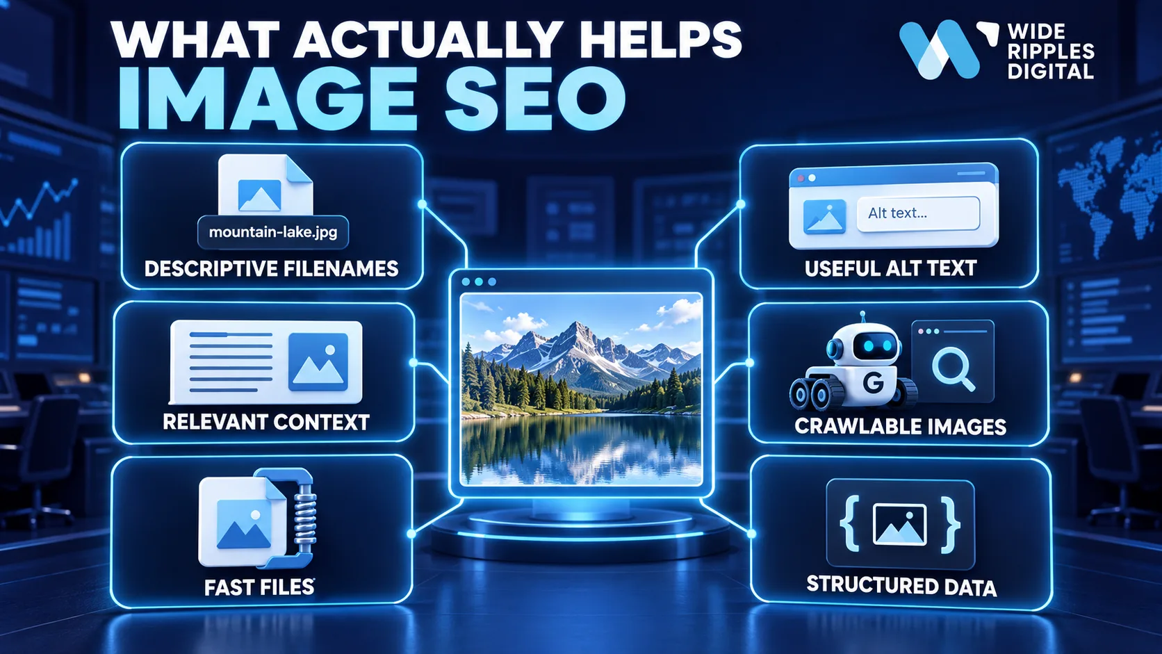 What actually helps image SEO: descriptive filenames, useful alt text, relevant context, crawlable images, fast files and structured data